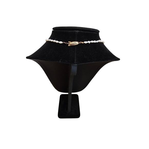 Vintage Y2K Single Strand Rice Pearl Necklace w/ Cream Pearls - Picture 3 of 4